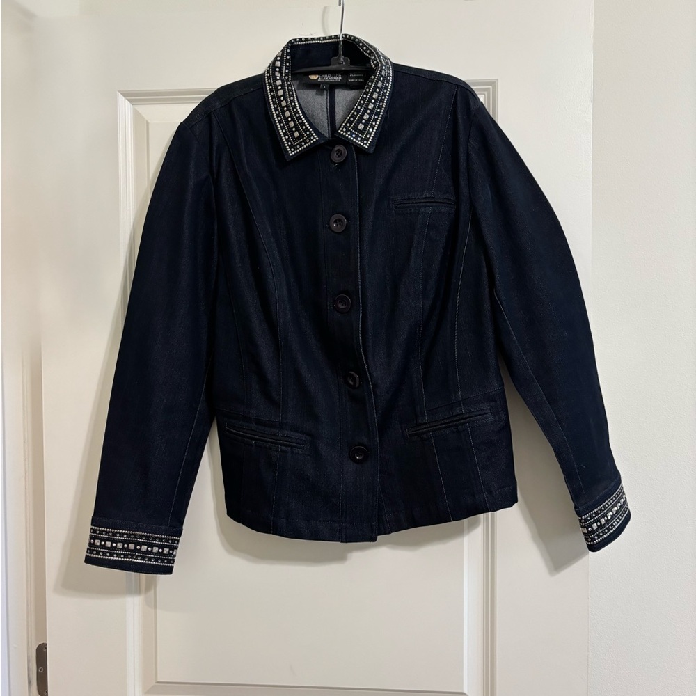 Christine Alexander Dark Blue Jean Jacket with Silver Embellishments